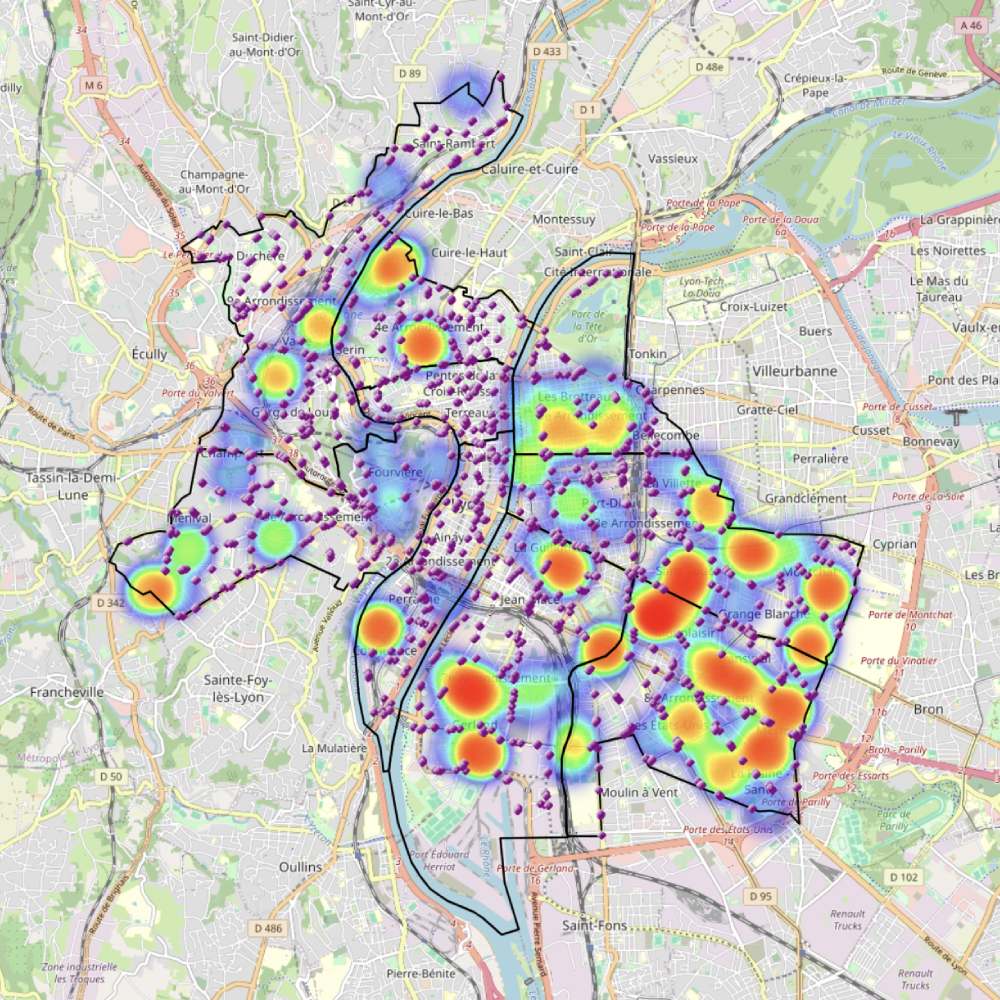 Heatmap of the TCL network's station density